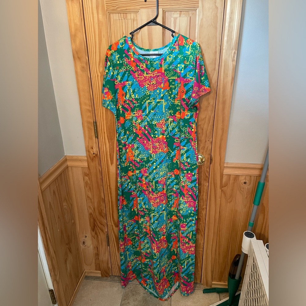 LulaRoe, Multicolored Maxi Dress, Size Large